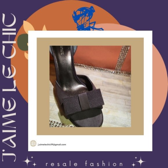 Metaphor Dark Brown Peep-Toe Kitten Heel Pump with  Bow Accents - Picture 3 of 6